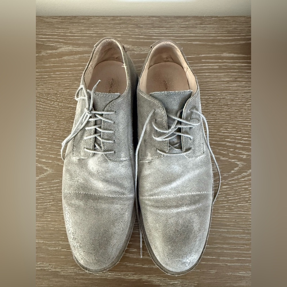 John Varvatos Light Gray Suede Oxfords